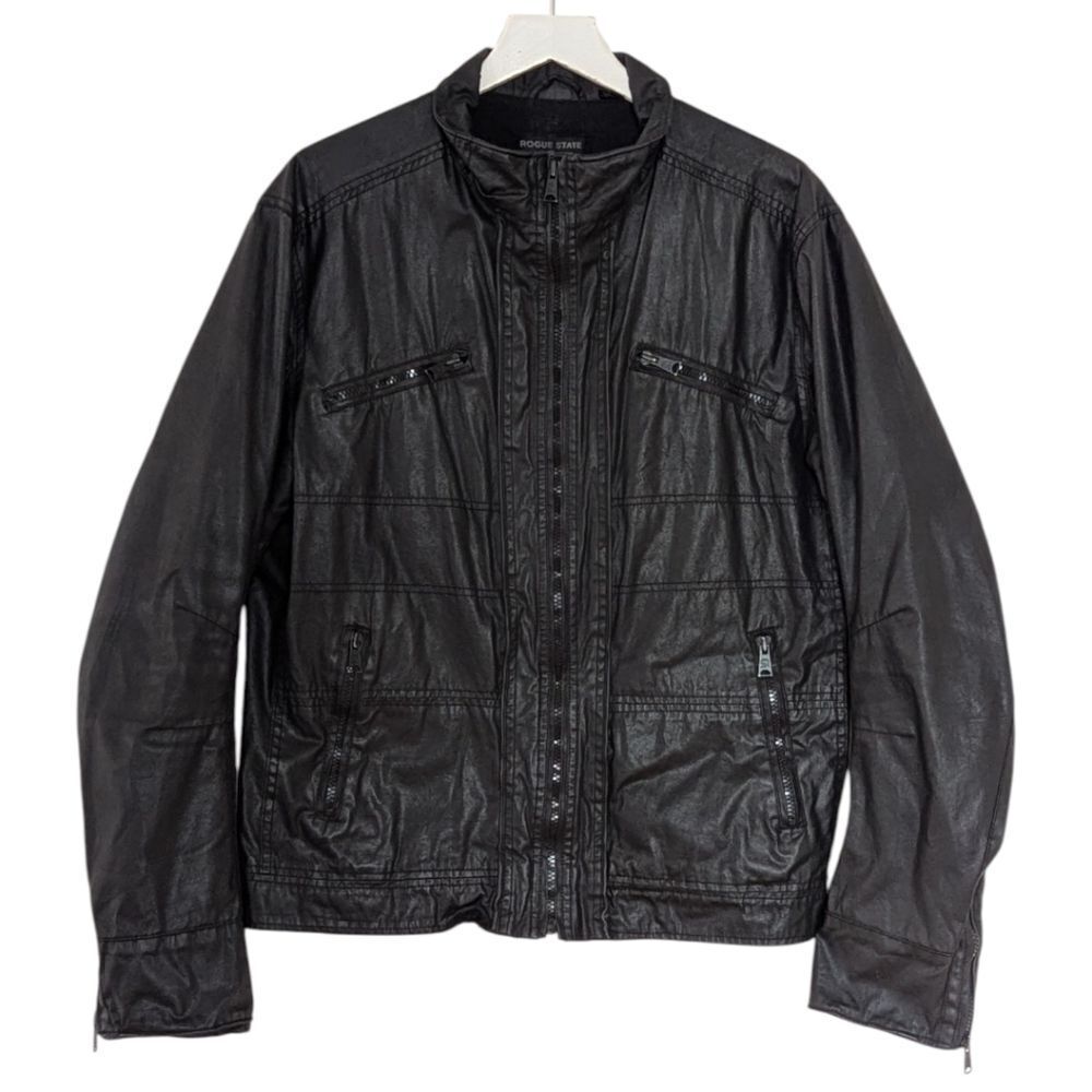 Rogue State Men's L Black Waxed Cotton Bomber Jacket